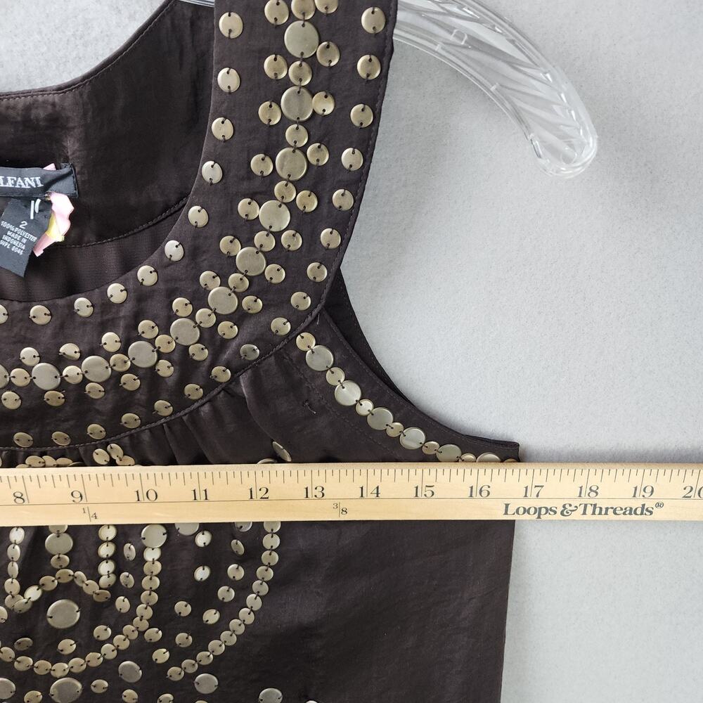 Alfani Shift Dress Size 2 Brown Metal Embellishments Lined Sleeveless - Picture 5 of 10